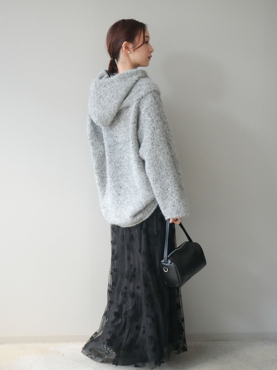 [SET]バラクラバSETニットプルオーバー+フラワーフロッキーチュールプリーツスカート(2set)