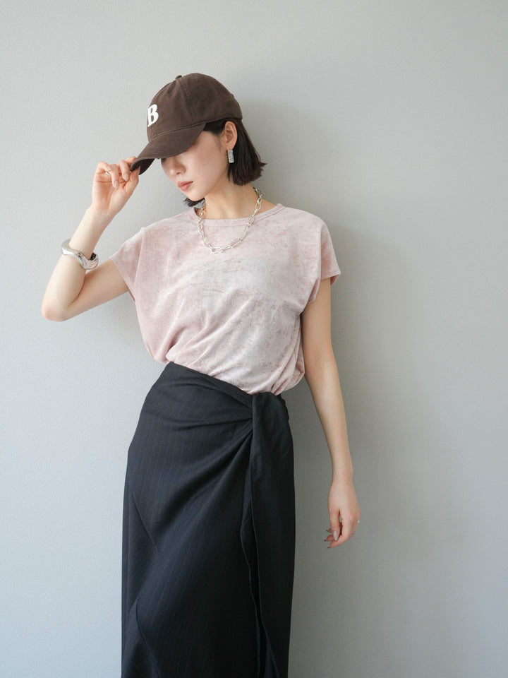 [SET]シアーベロアプルオーバー+サイド巻きツイルスカート(2set)