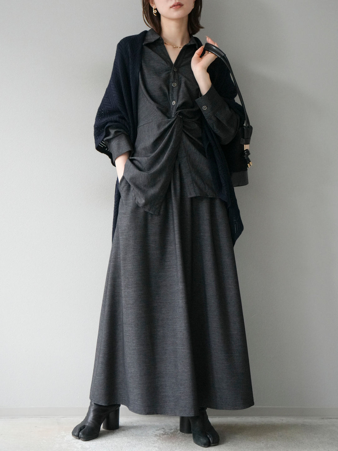 [SET]ツイストデザインシャツ＆スカートSET UP