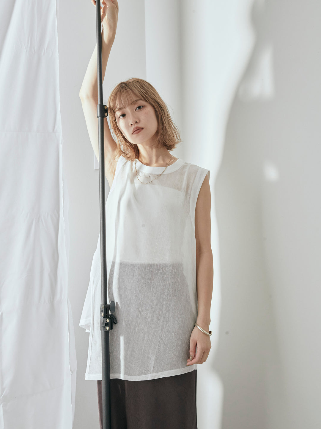 [予約]シアーワッシャーアシンメトリープルオーバー/ホワイト