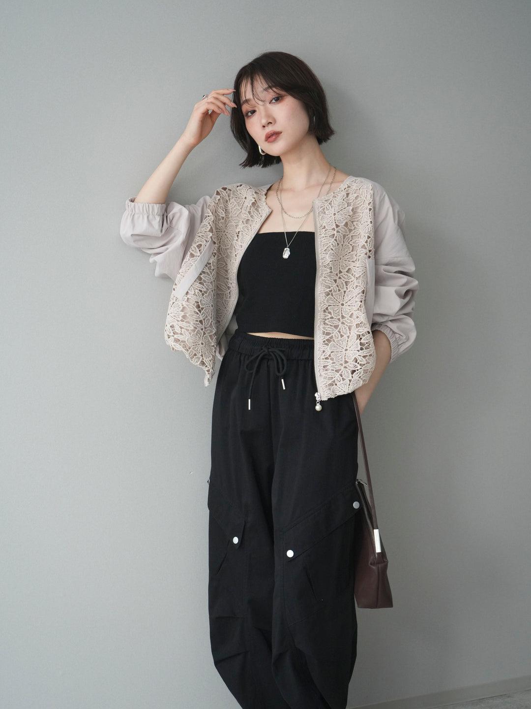 [SET]レースドッキングブルゾン+選べるアクセセット(2set)