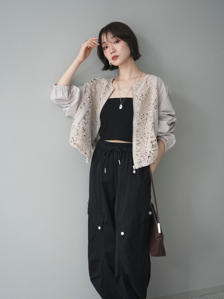 [SET]レースドッキングブルゾン+選べるアクセセット(2set)