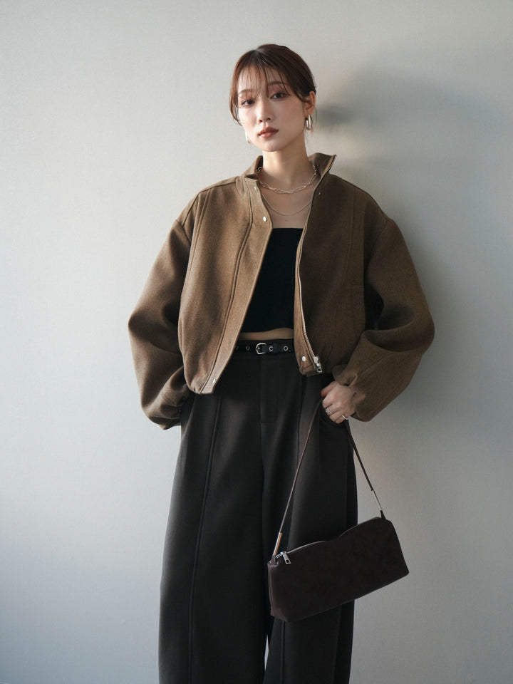 [予約]タックデザインジップブルゾン/brown