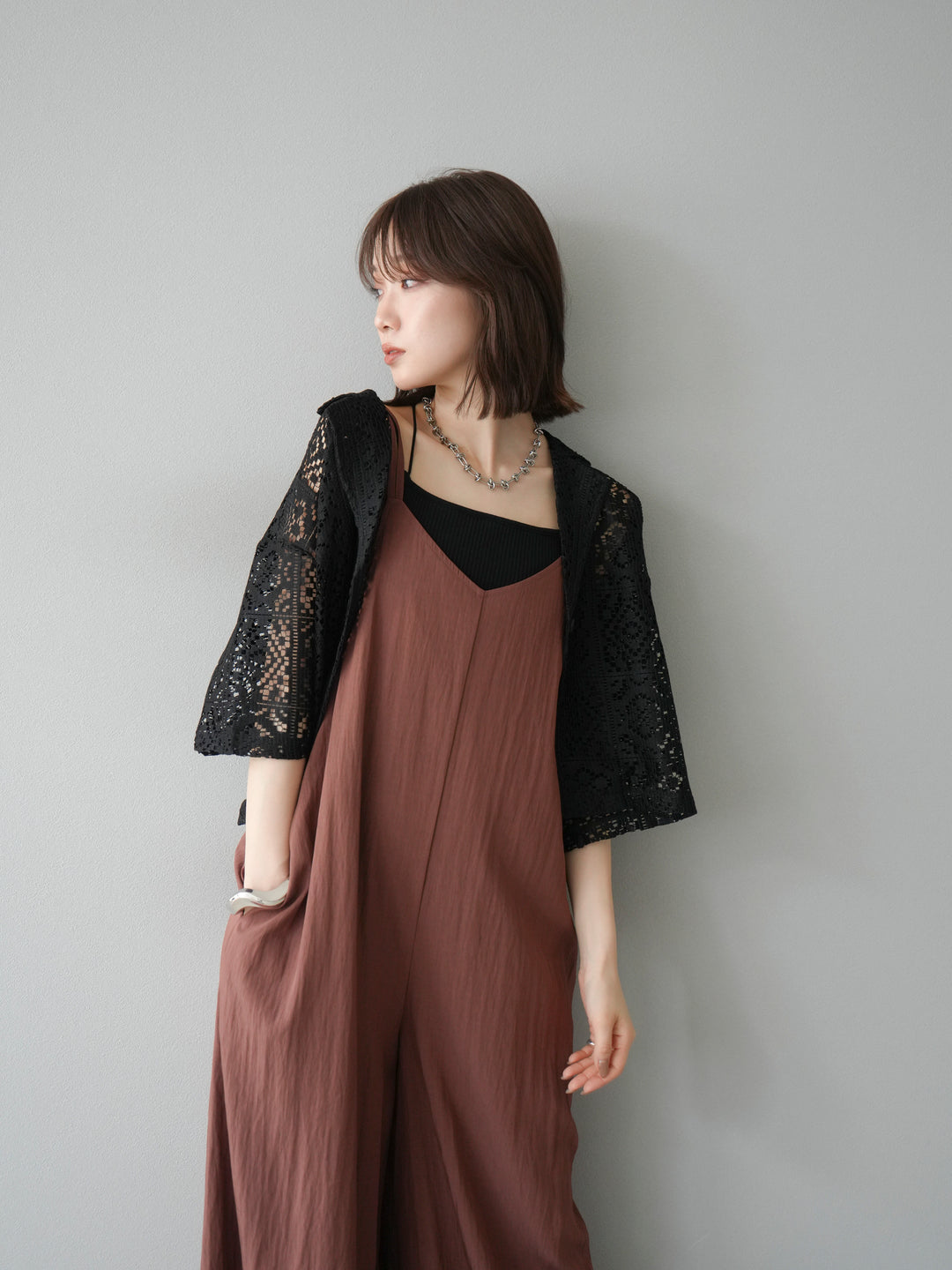 [予約]レースハーフショートジャケット/ブラック