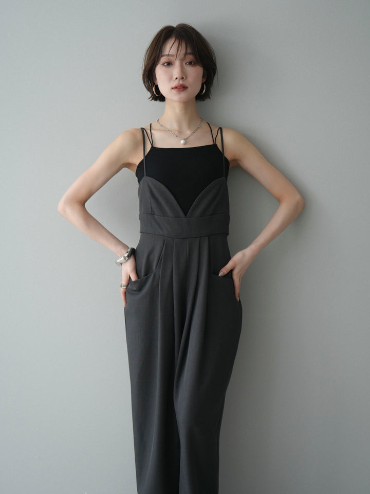 [予約]バックデザインサロペット/charcoal