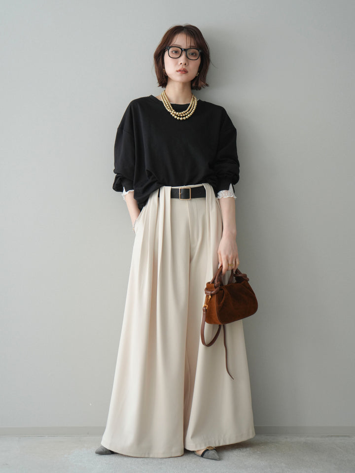 [予約]袖レースカットバルーンプルオーバー/black