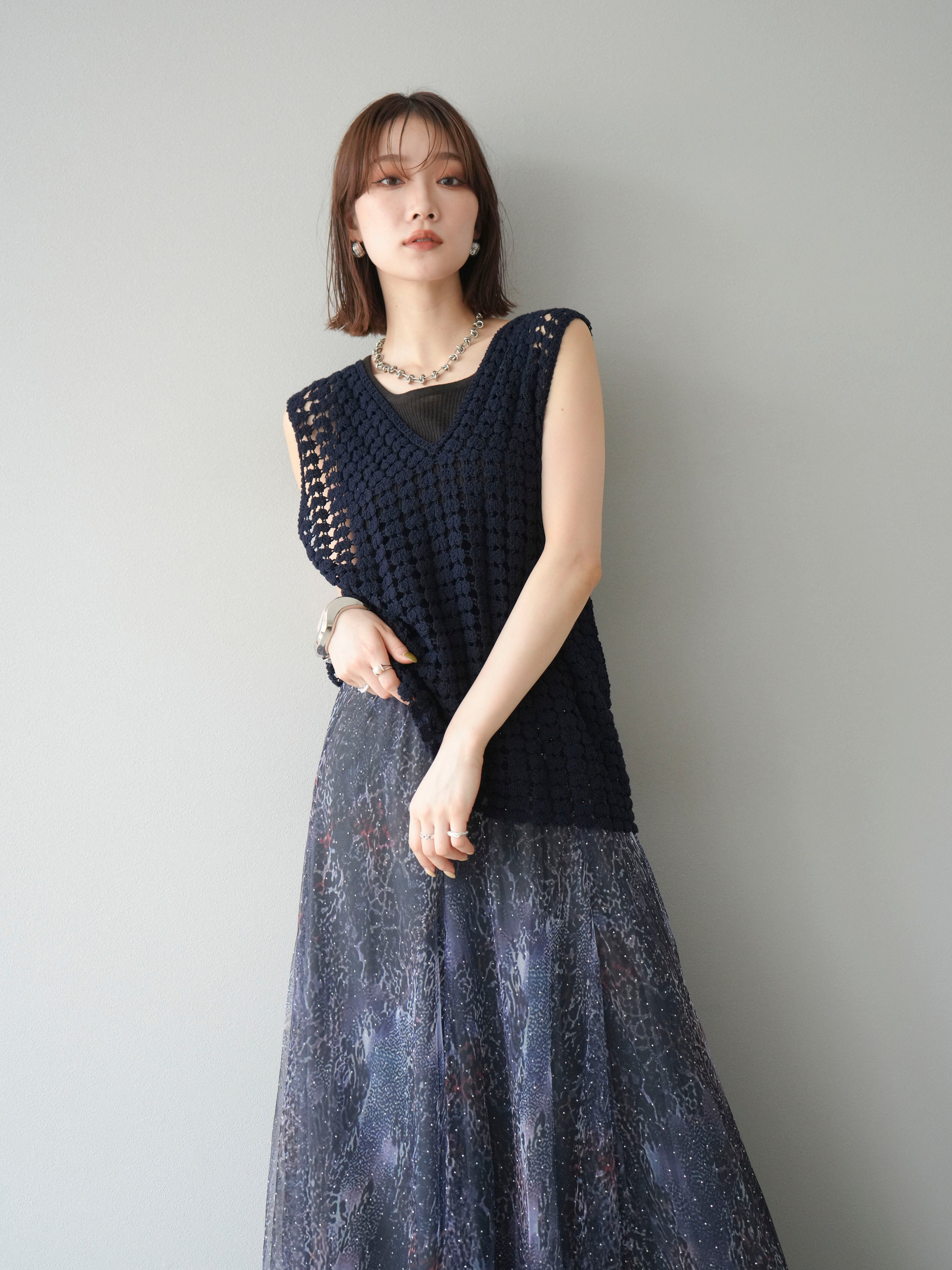 プリーツプリーズ　ベスト ジレ マルチカラー 編み込み プリーツプリーズ ベスト ジレ マルチカラー 編み込み - メルカリ