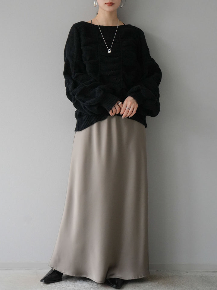 [予約]バックオープンシャーリングニットプルオーバー/ブラック