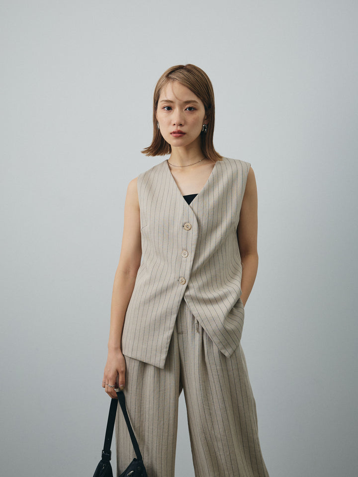 [SET] 條紋背心＆寬褲SET UP（2件套）