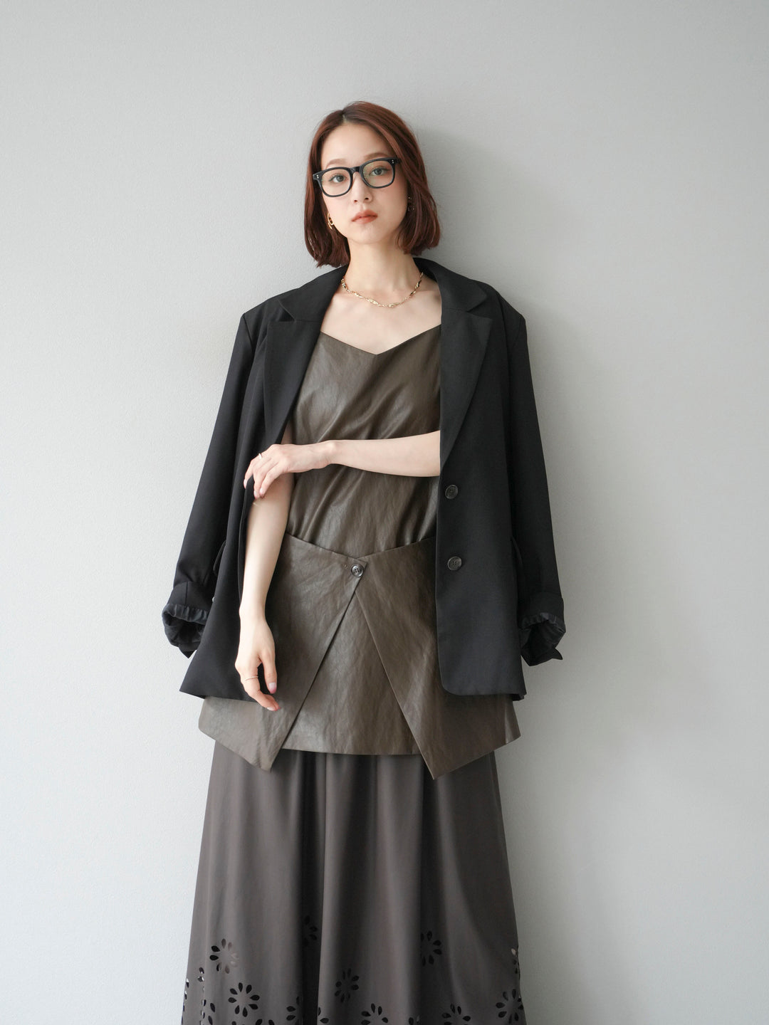 [予約]エステルオーバーテーラードジャケット/ブラック