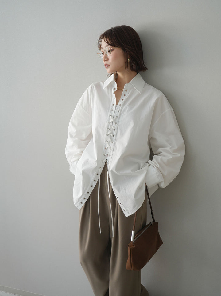 [SET]レースアップブロードシャツ+レースアップブロードシャツ(2set)