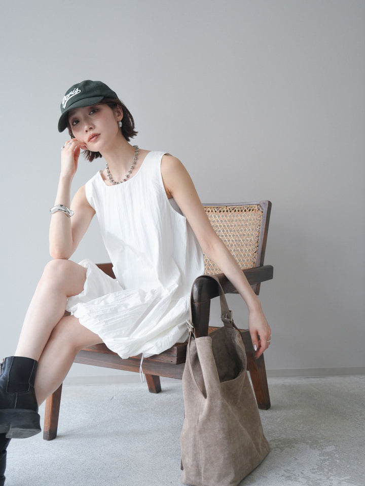 [予約]ドロストバルーンミニワンピース/white