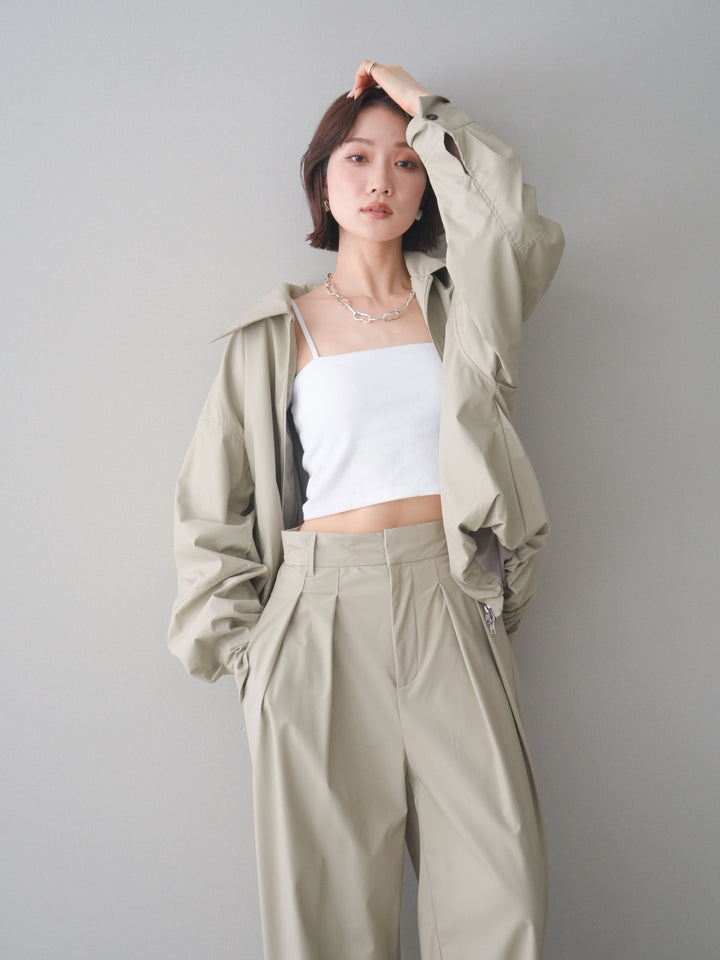 [予約]ウォッシャブルフェイクレザーバルーンジャケット/ecru