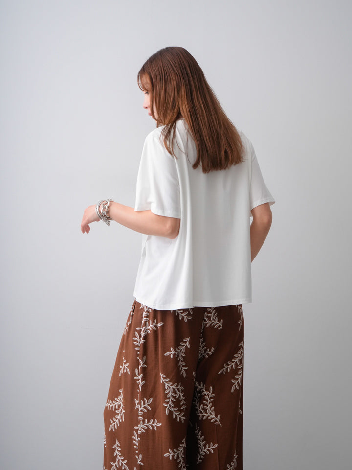 [SET]ラッフルドッキングTEE+リーフプリントタックワイドパンツ(2set)