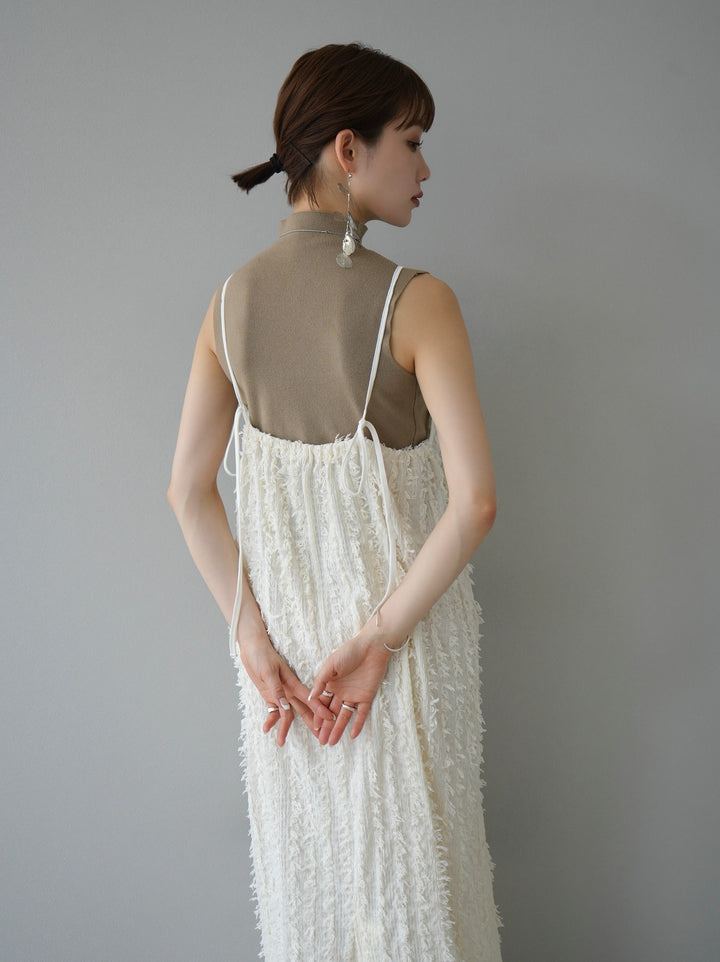 [Pre-order] Fringe Jacquard Stretch Cami Dress/Ivory