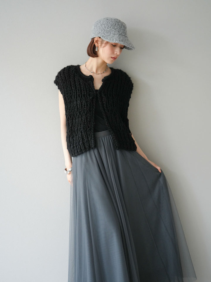 [予約]ハンドニットローピングベスト/ブラック