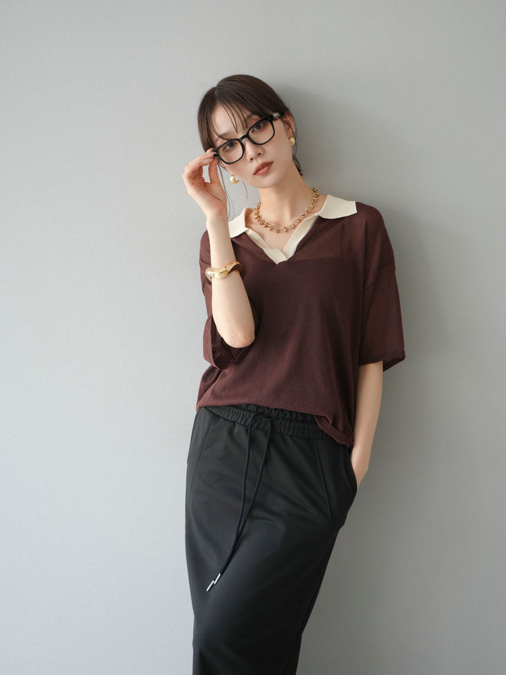 [予約]シアーポロニットプルオーバー/ブラウン