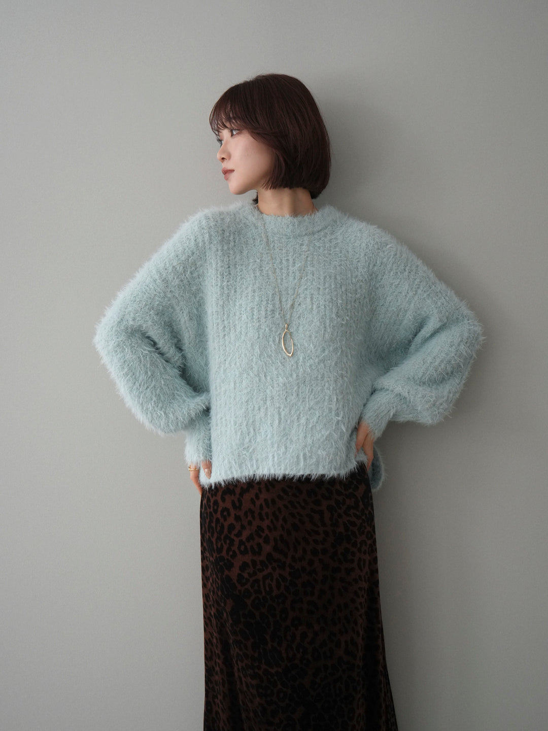 [SET]ボリュームスリーブシャギー MIXニットプルオーバー+ボリュームスリーブシャギー MIXニットプルオーバー(2set)