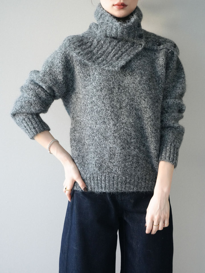[予約]ネック付MIXニットアンサンブル/gray
