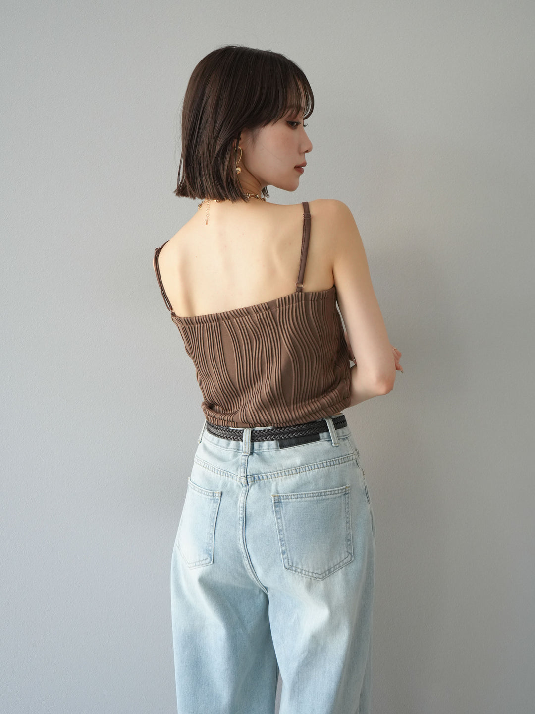 [SET]ウェーブパイピングカップ付ベアキャミソール+ウェーブパイピングカップ付ベアキャミソール(2set)