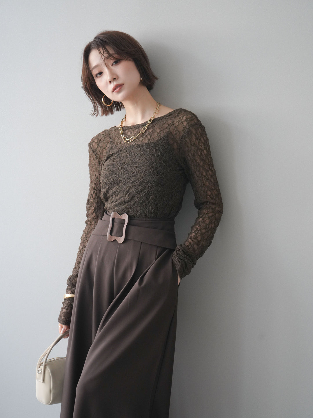 [予約]バックラウンドジャガードレーストップス/brown