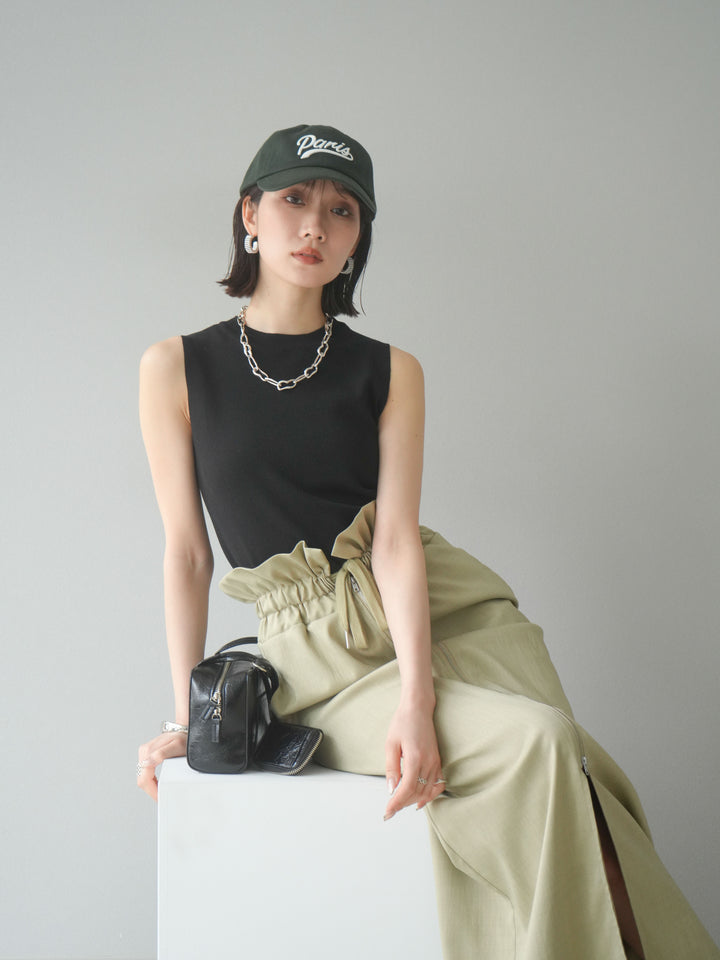 [予約]レーヨンニットタンクトップ/ブラック