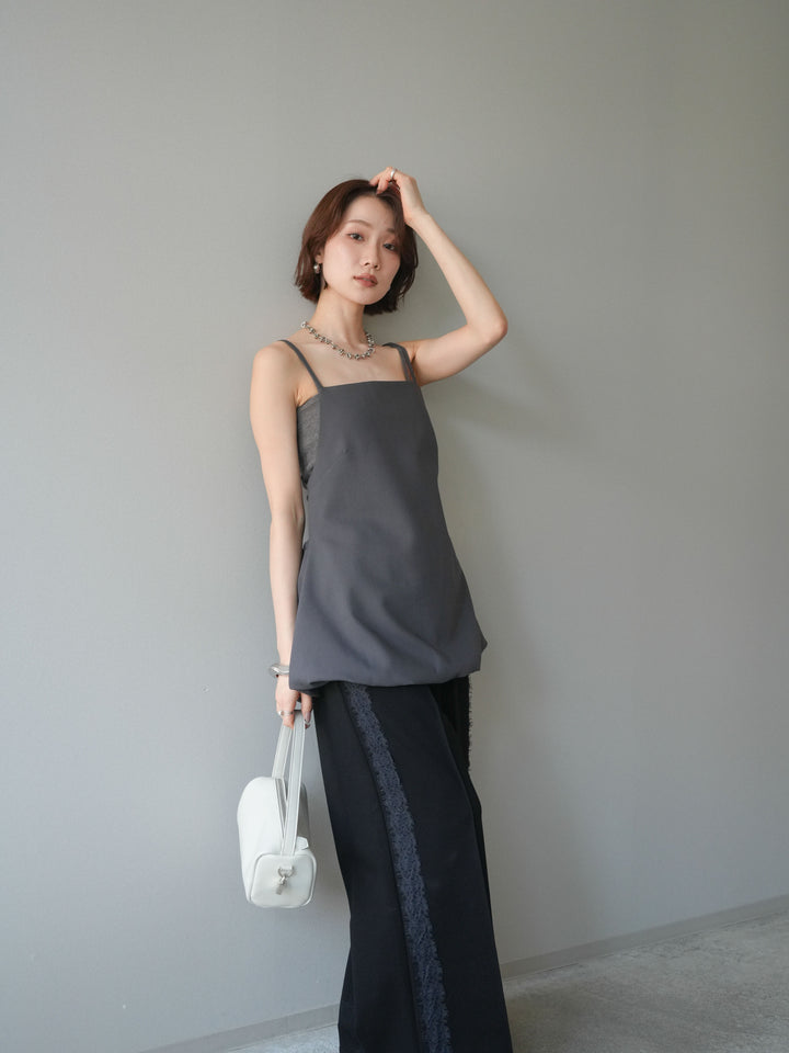 [SET]バックリボンバルーンチュニックキャミ+サイドレースポンチワイドパンツ(2set)