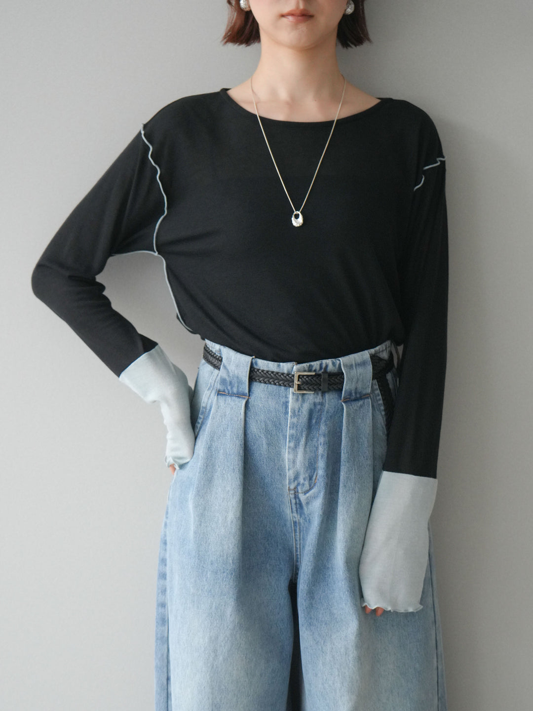 [SET]配色メロウトップス+配色メロウトップス(2set)