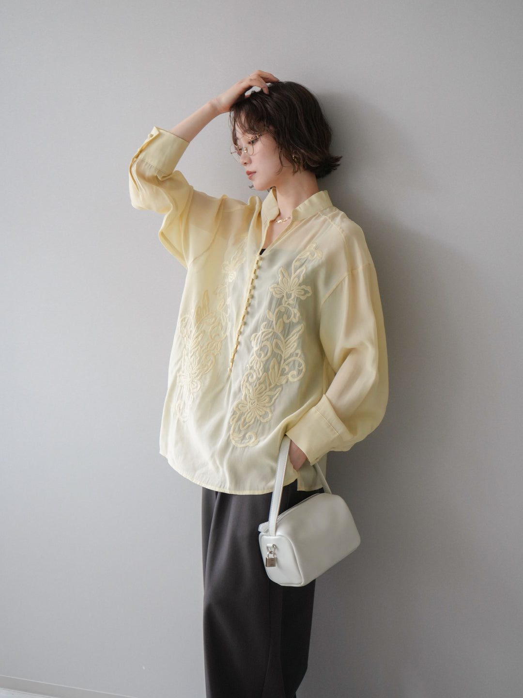 [予約]フロントコードエンブロイダリーブラウス/yellow