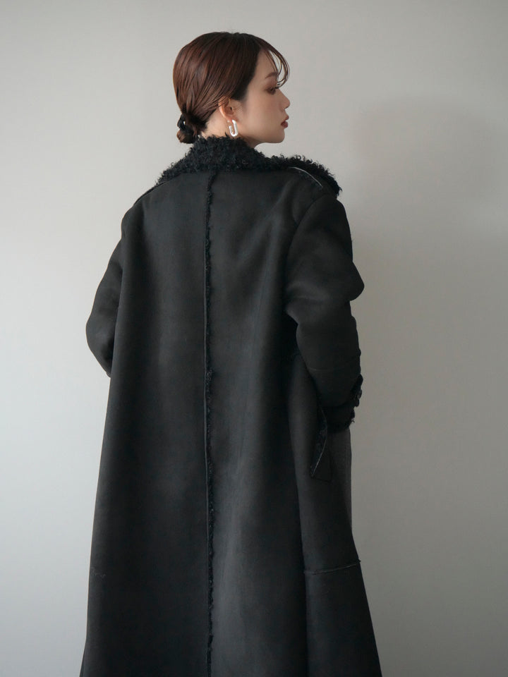 [予約]ムートンロングコート/black