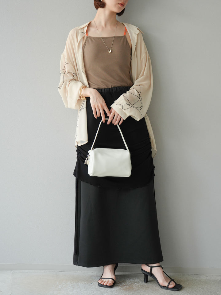 [予約]シアーレイヤードタイトスカート/ブラック