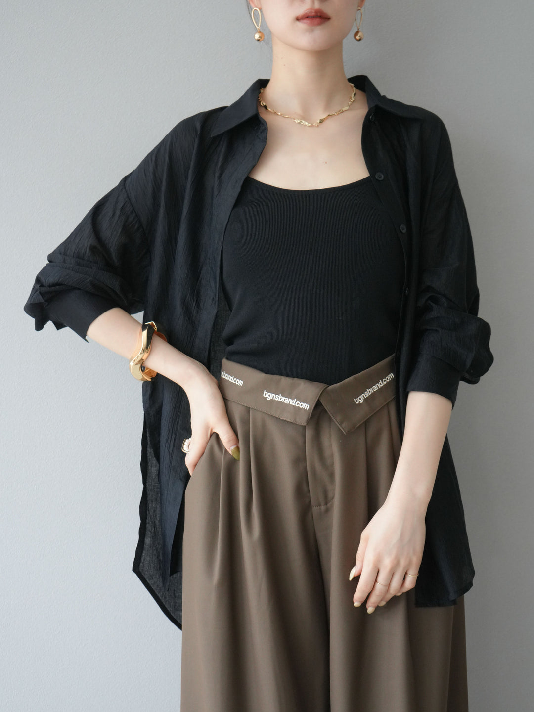 [予約]ワッシャーシャイニーシャツ/ブラック