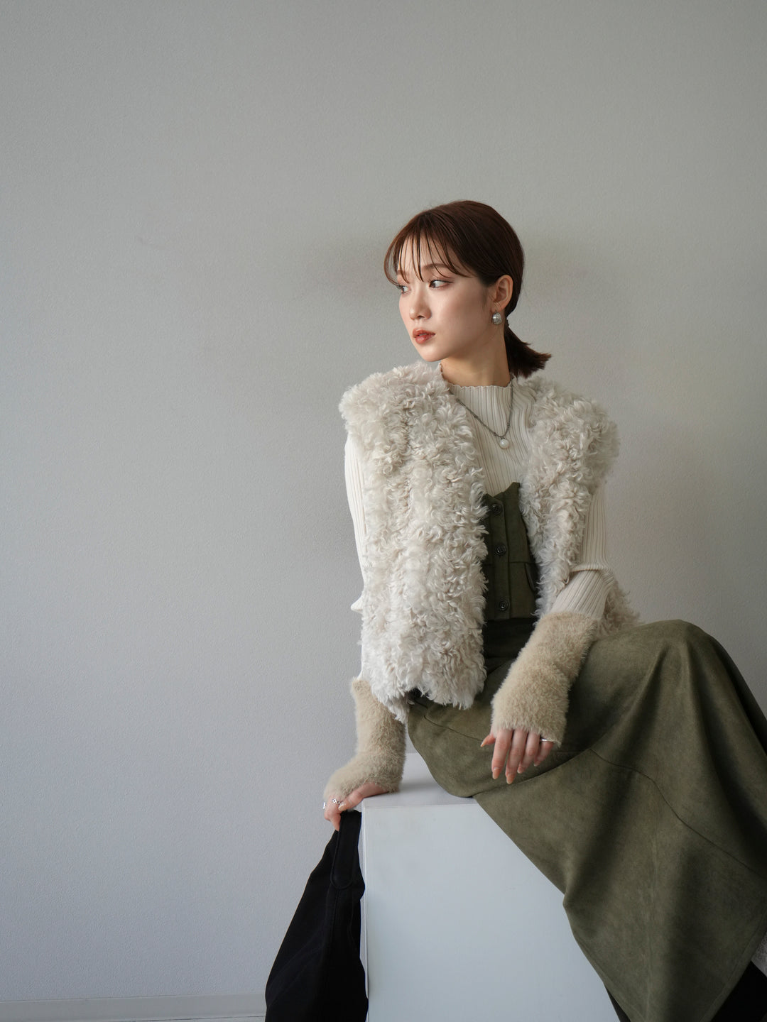 [予約]プードルファーショートベスト/エクリュ