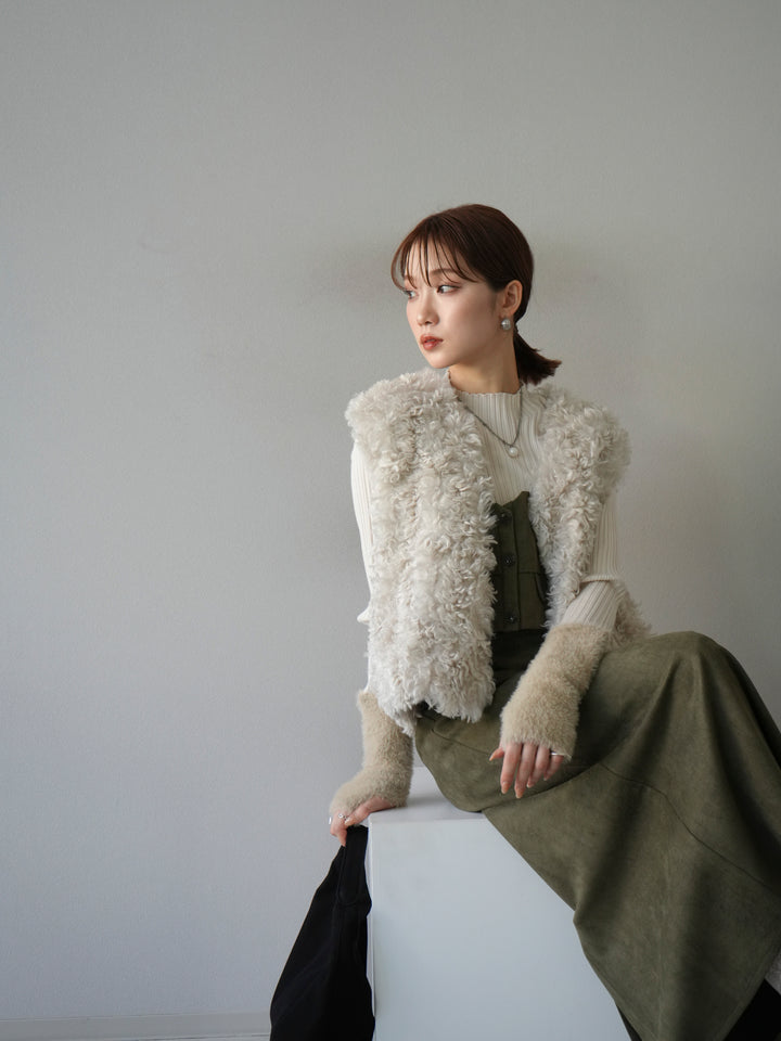 [予約]プードルファーショートベスト/エクリュ