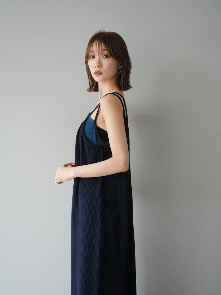 [予約]バイカラーレイヤードキャミワンピース/ネイビー