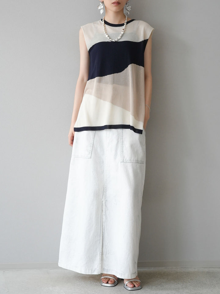 [Pre-order] Bicolor sheer knit sleeveless / ivory