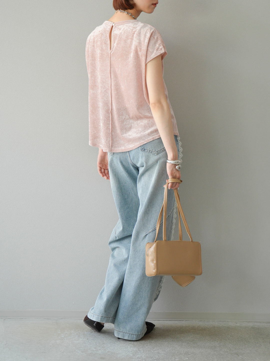 【預購】Line蕾絲牛仔褲/淺藍