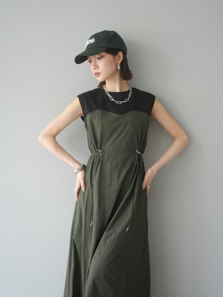 [SET] 剪裁對接尼龍洋裝 + 可選飾品套裝 (2 套)