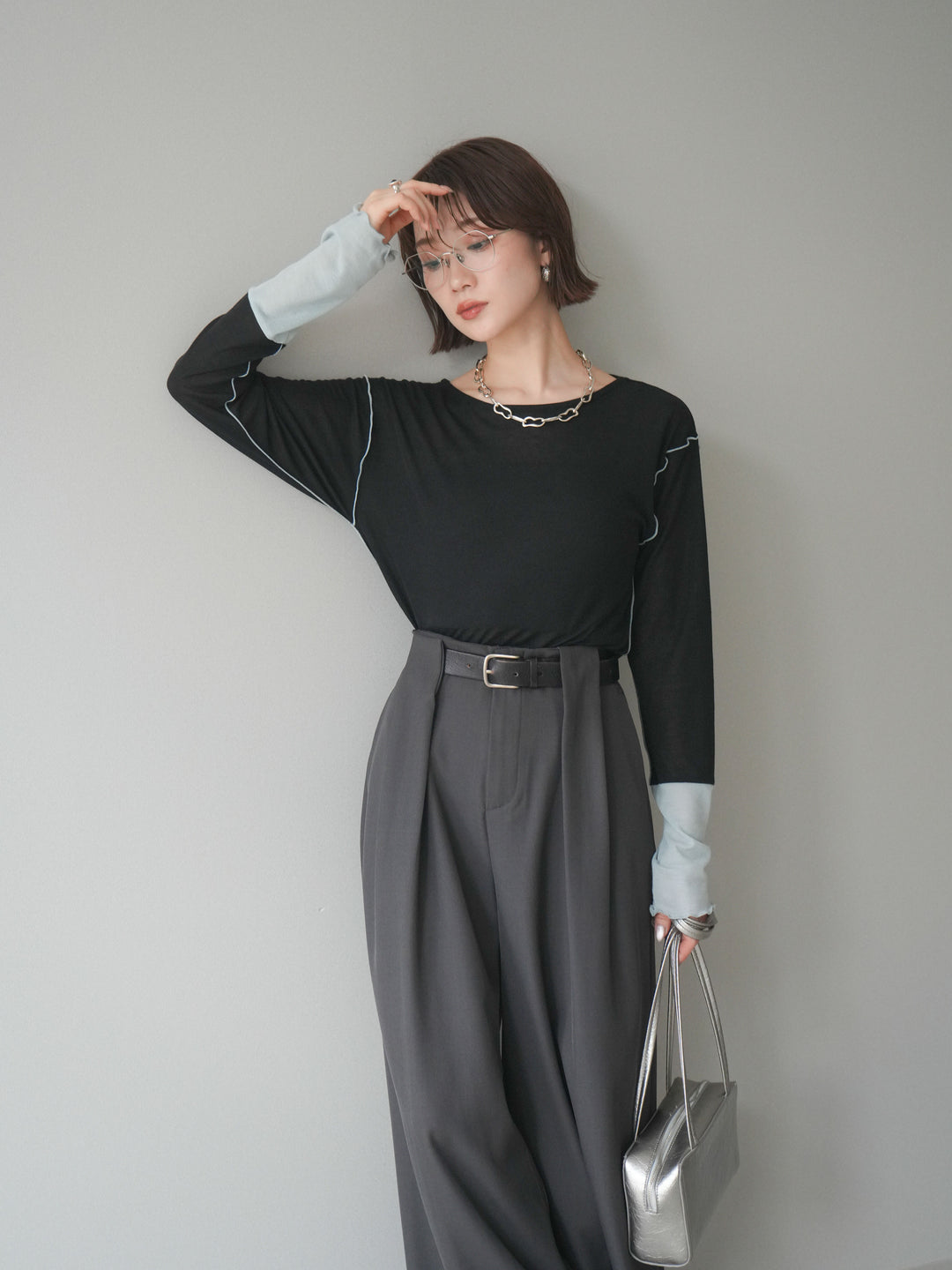 [SET]配色メロウトップス+配色メロウトップス(2set)