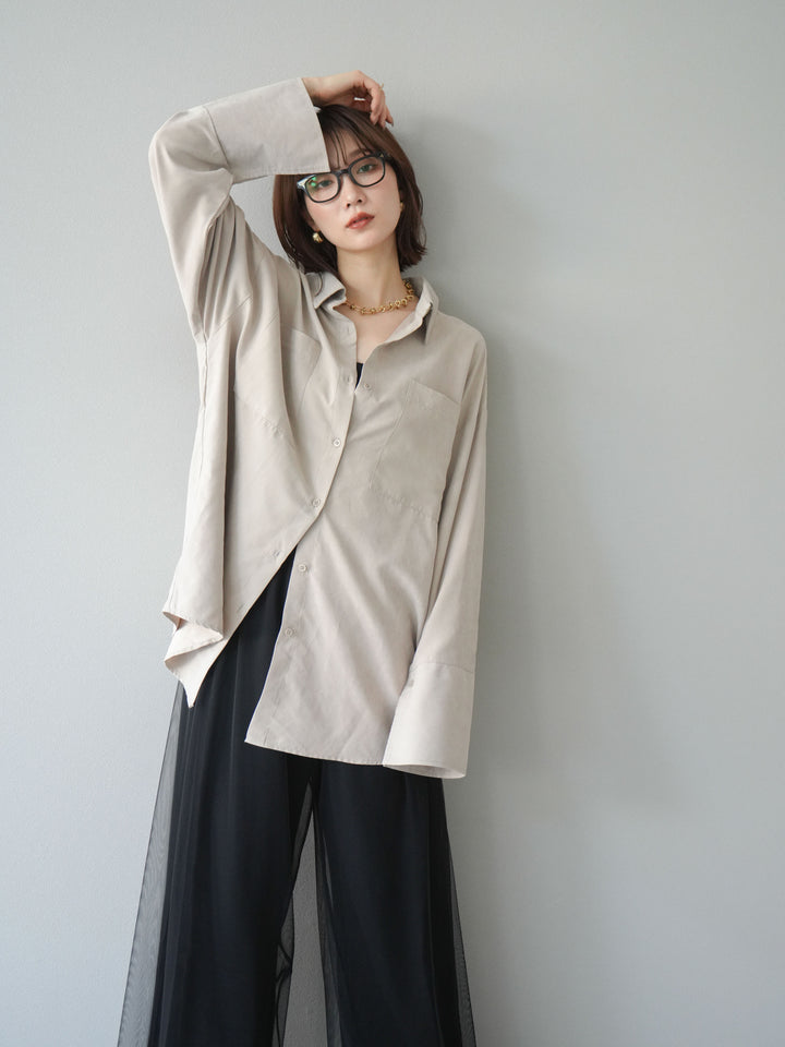 [予約]スエードライクBIGカフスオーバーシャツ/エクリュ