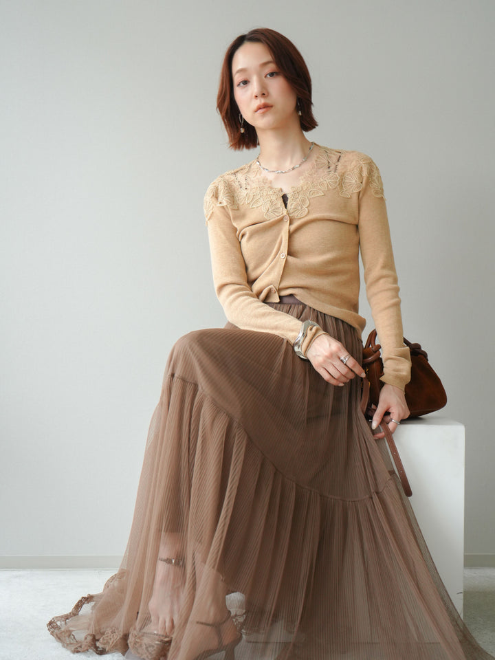 [SET]ショルダーレースニットカーディガン+ショルダーレースニットカーディガン(2set)