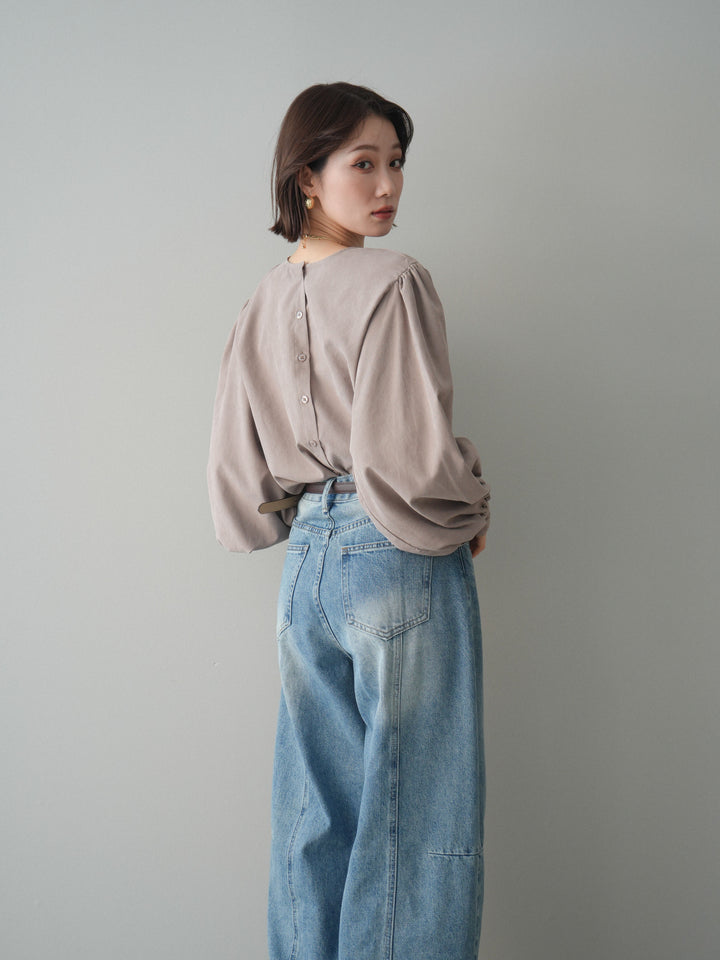 [予約]2WAYピーチスキンボリュームスリーブブラウス/mocha