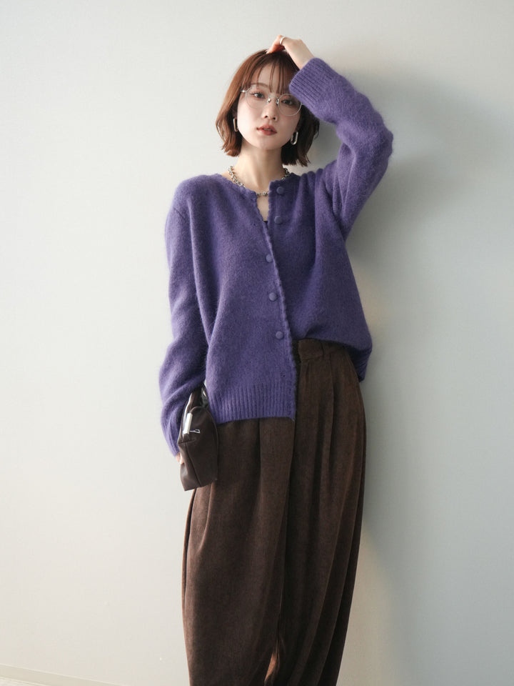 [SET]くるみボタンニットカーディガン+コーデュロイサイドタックコクーンパンツ(2set)
