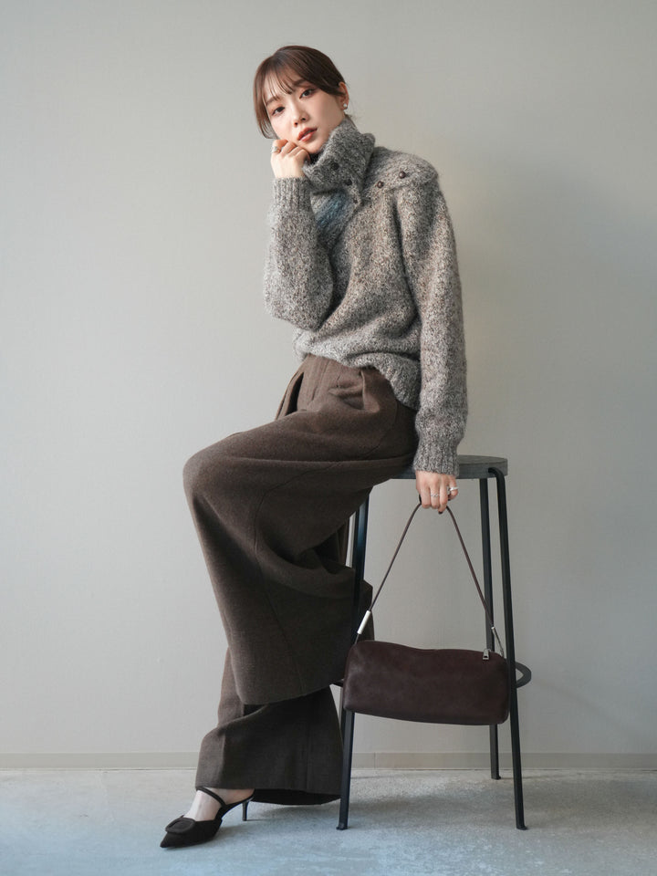[予約]ネック付MIXニットアンサンブル/brown
