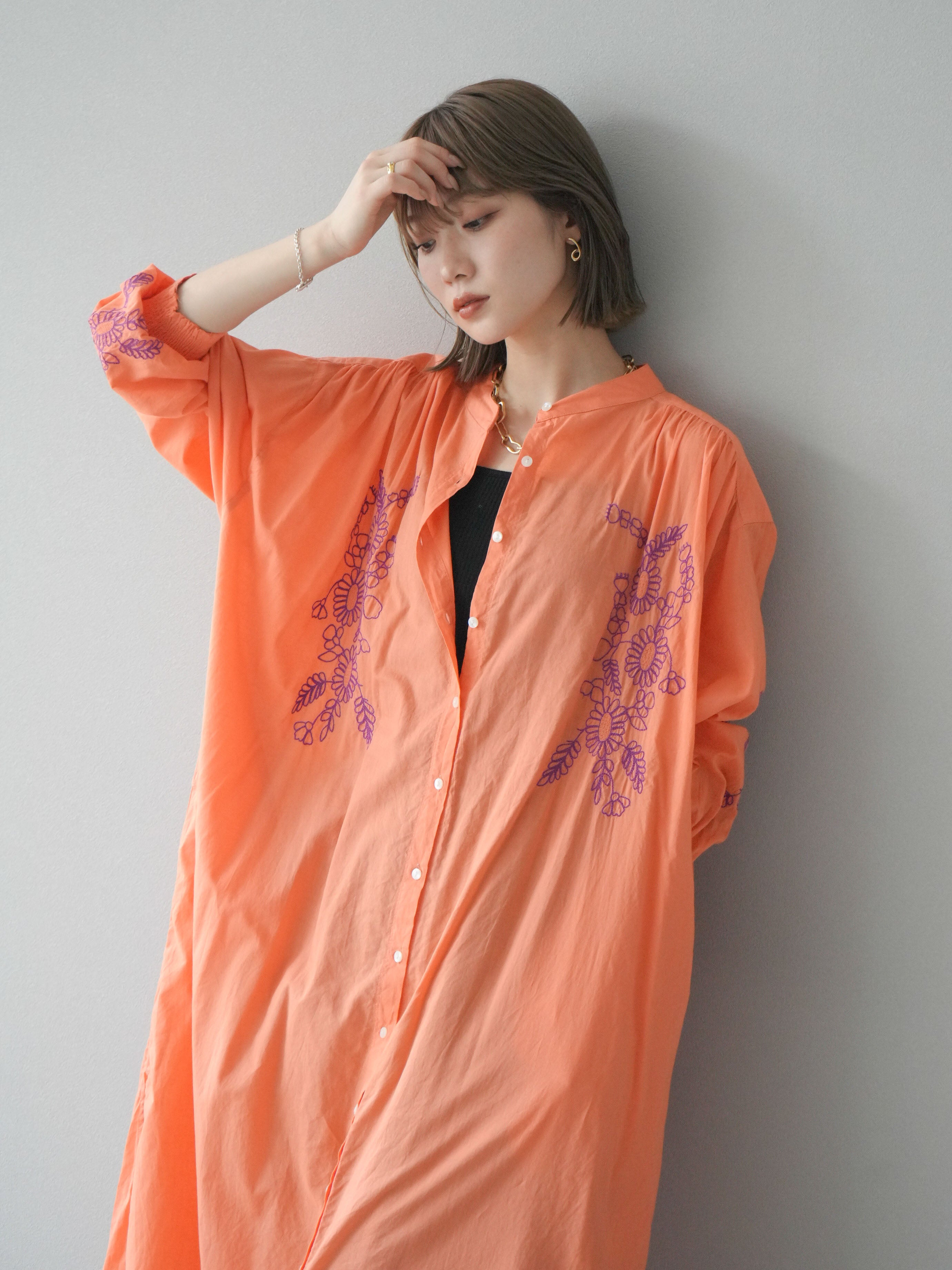 タグ付未使用＊プランテーション ソフトコットンガーゼワンピース M オレンジ系 FREAK'S STORE ワンピース THOUSAND MILE/サウザンドマイル SHORT