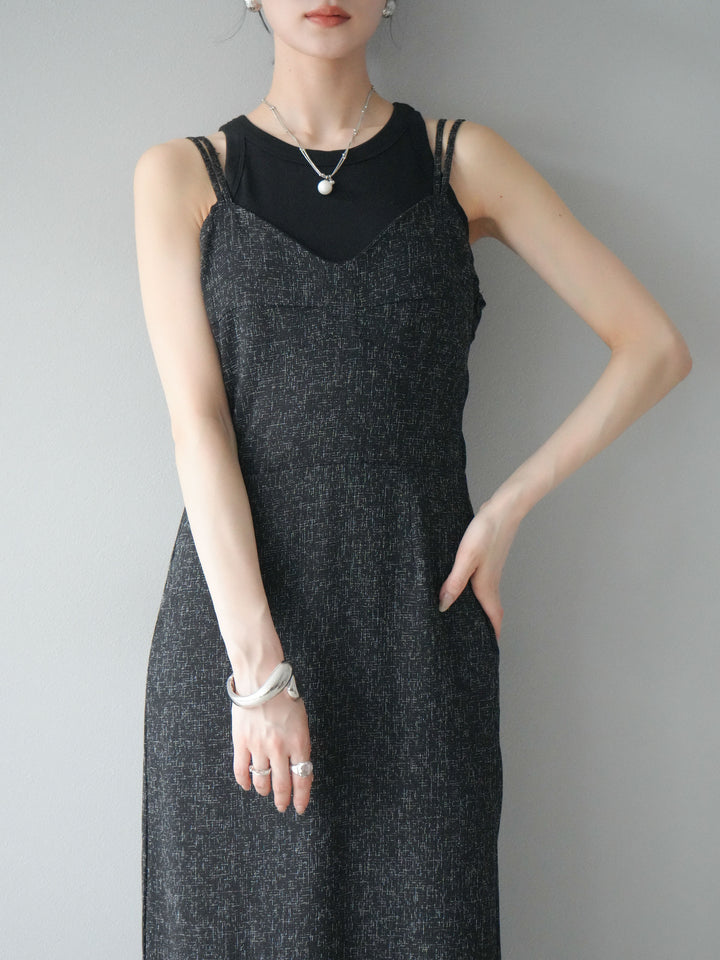 [預購] 夏季粗花呢露背吊帶洋裝/黑色
