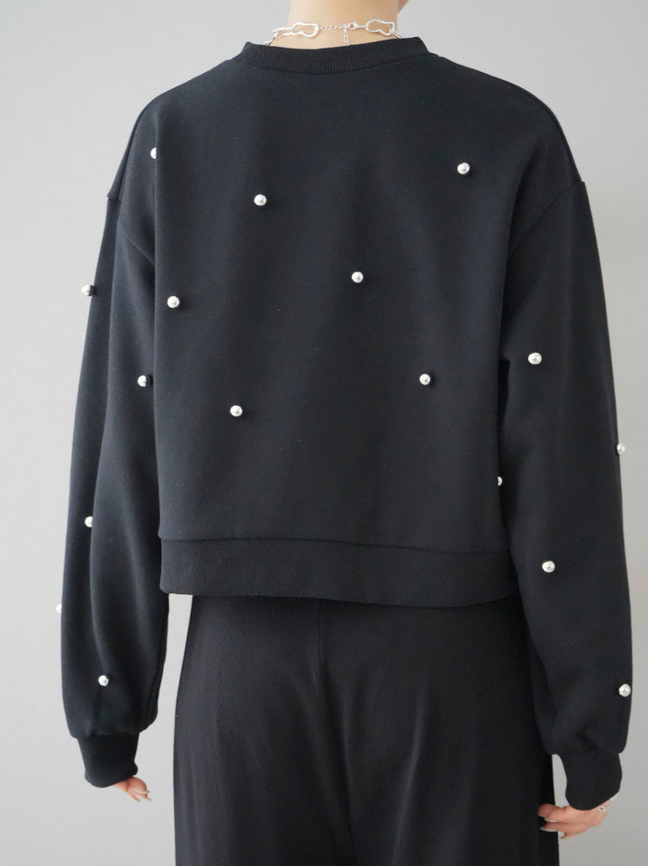 [Pre-order] Pearl motif fleece pullover/black