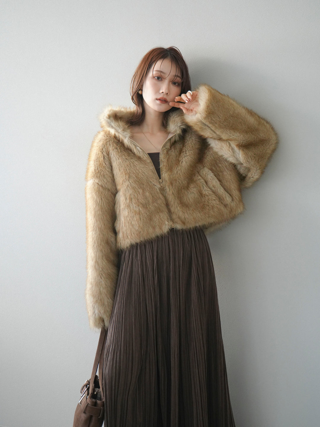 [予約]フェイクファーショートZIPジャケット/mix