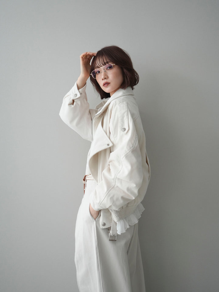 [予約]コーデュロイライダース裾レースブルゾン/offwhite