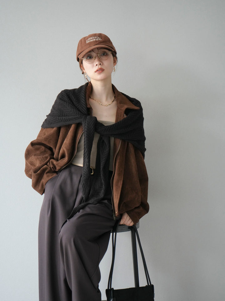 [SET] 麂皮外套+皮帶環設計寬褲（2套）